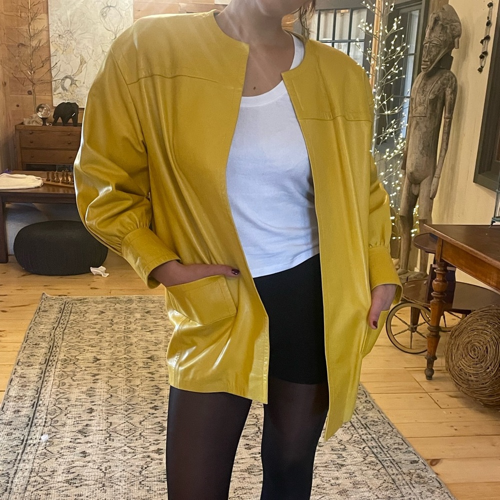 Genuine Vintage Givenchy Leather Jacket Yellow Sz Med Great Condition! Soft.